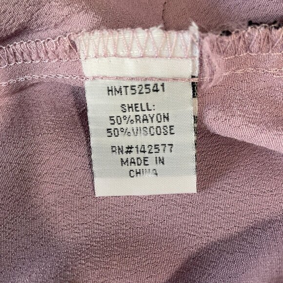 Haute Monde Lavender Blouse Medium Boho Lace Hem Long Sleeve Keyhole Top - Picture 4 of 9